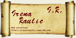 Irena Raulić vizit kartica